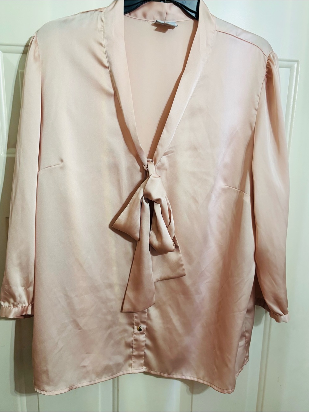 Silky v-neck tie blouse